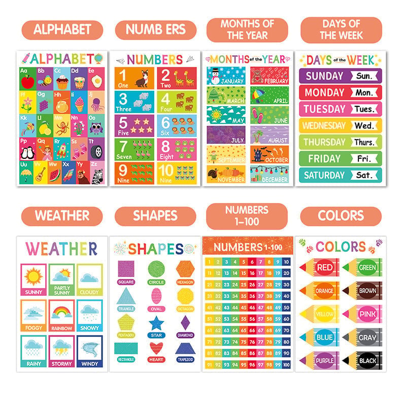 Colorful Educational Posters（16PCS/SET ）