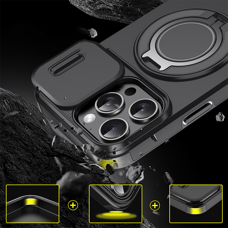 Heavy-Duty Phone Case with Built-In Ring Stand & Camera Cover