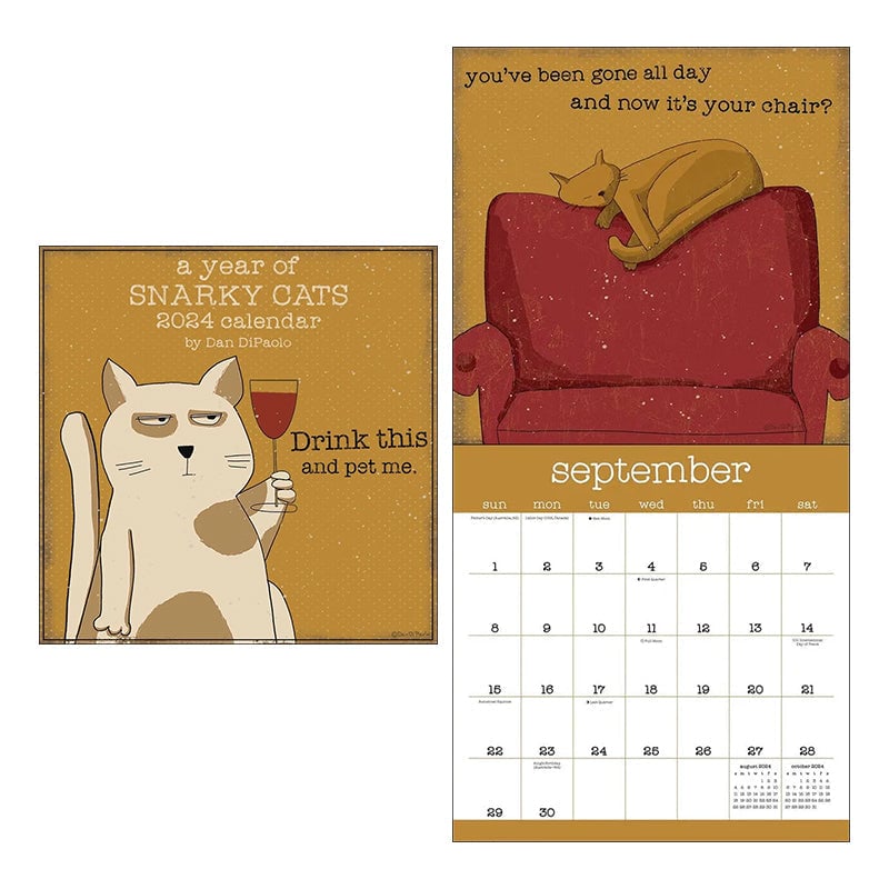Et år med Snarky Cats 2024 veggkalender