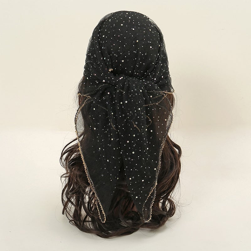 Women's Glitter Decor Head Scarf