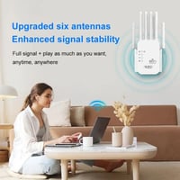 Upgraded 6-Antenna WiFi Extender 1200Mbps