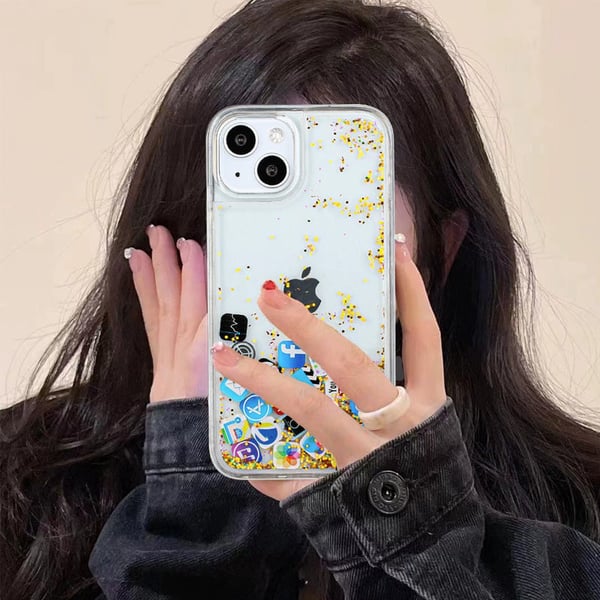 Liquid Glitter Icon Phone Case Cover