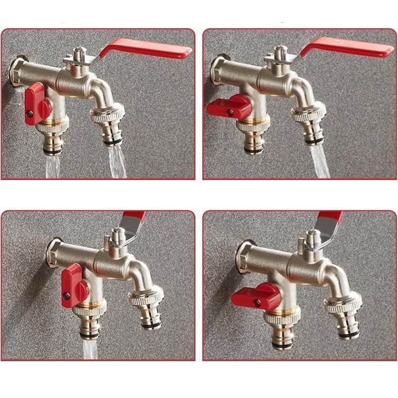 Robinet double sortie en alliage de zinc pour jardinage