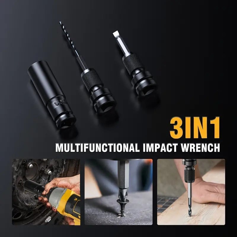 3 In 1 Cordless  Brushless Impact Wrench Kit