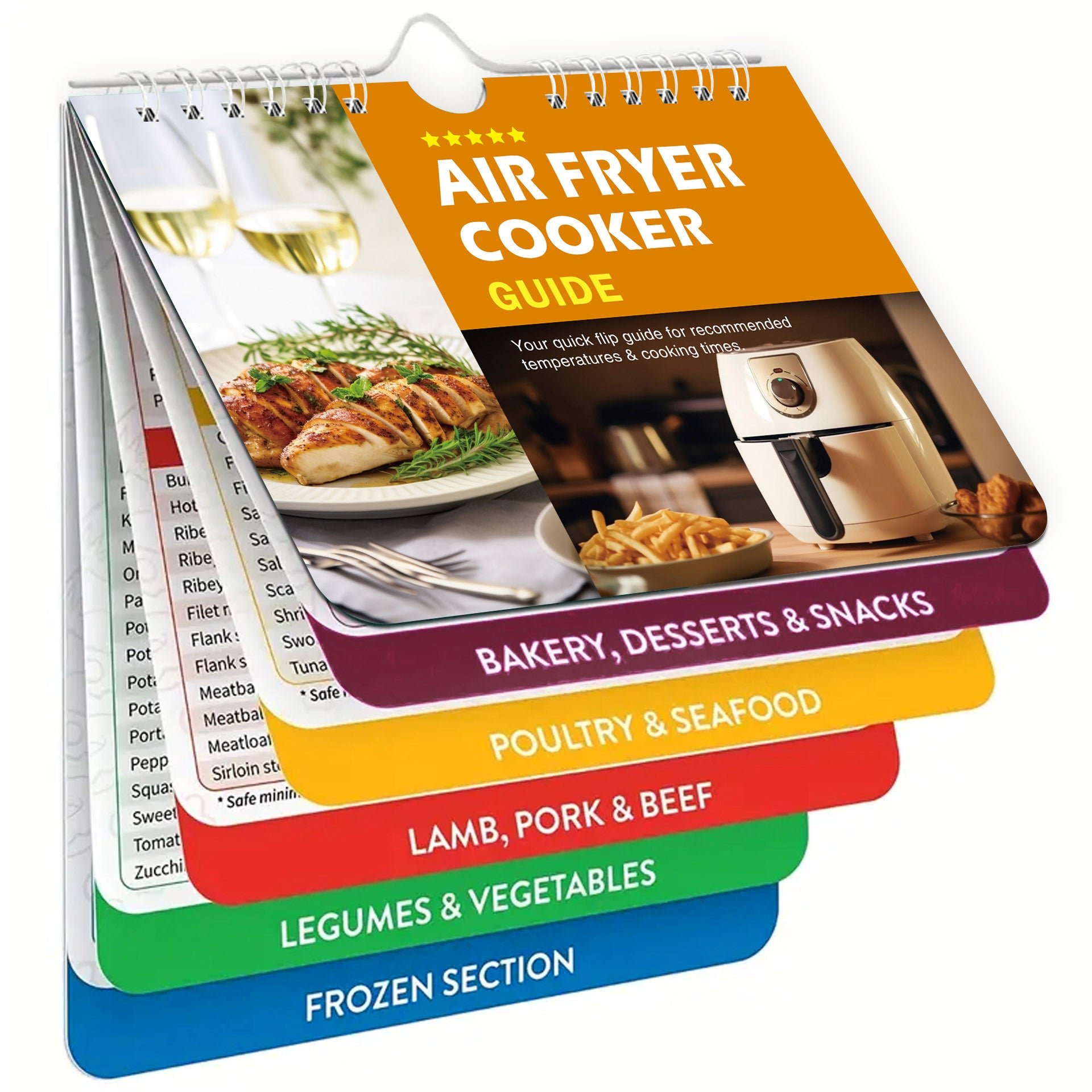 ✨ Air Fryer Cheat Sheet Magnets Cooking Guide Booklet