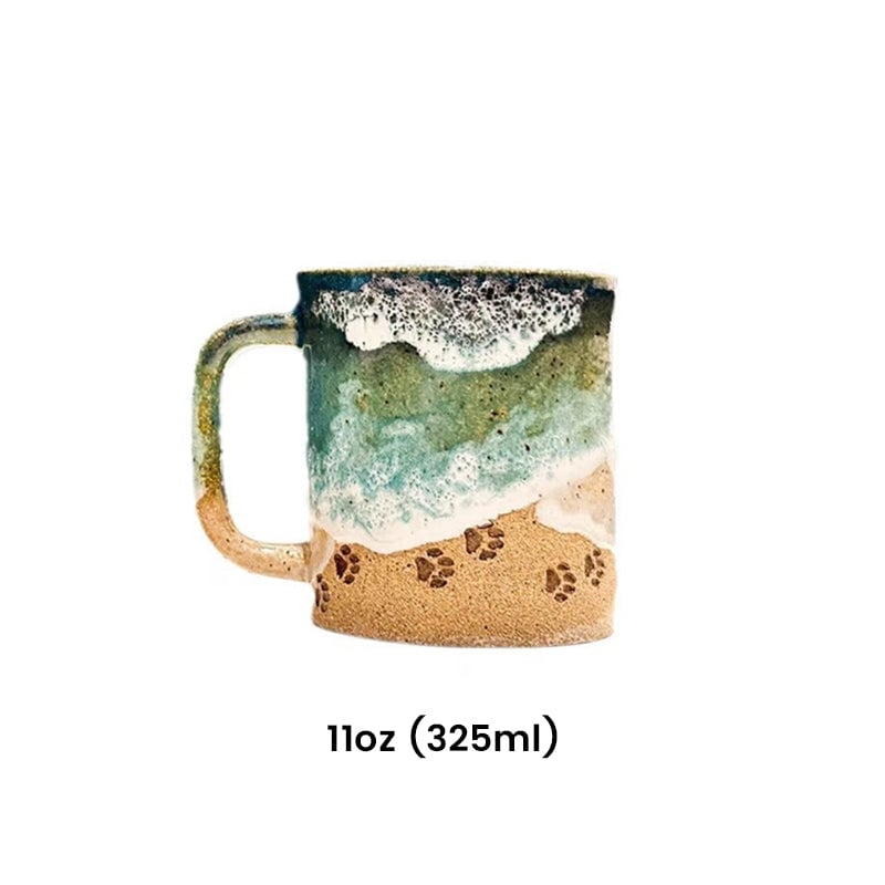 Paw Print Ocean Shoreline Mug