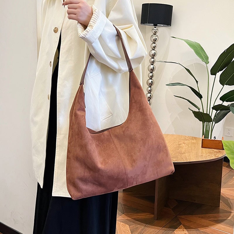 Pendlertasche aus Wildleder mit großem Fassungsvermögen