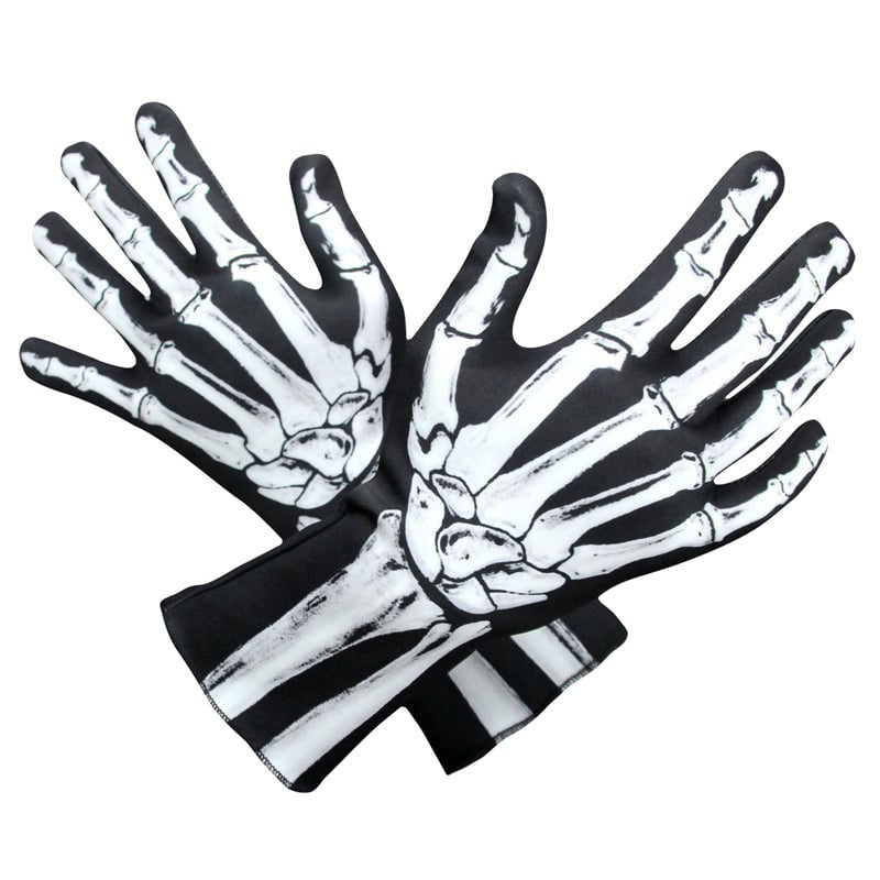 Doppelseitig bedruckte Totenkopf-Handschuhe
