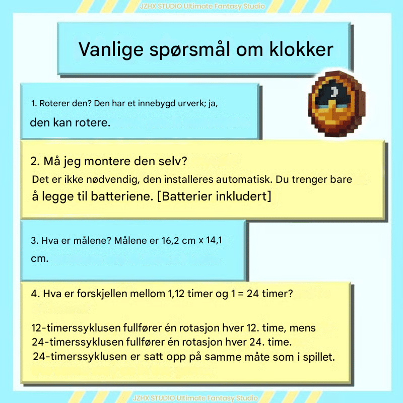 Minecraft Stil Klokke Borddekor