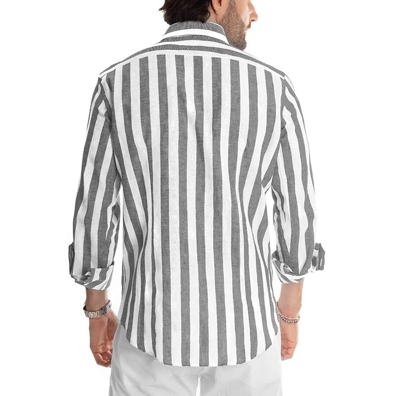 Camicia da uomo a maniche lunghe con bottoni a righe