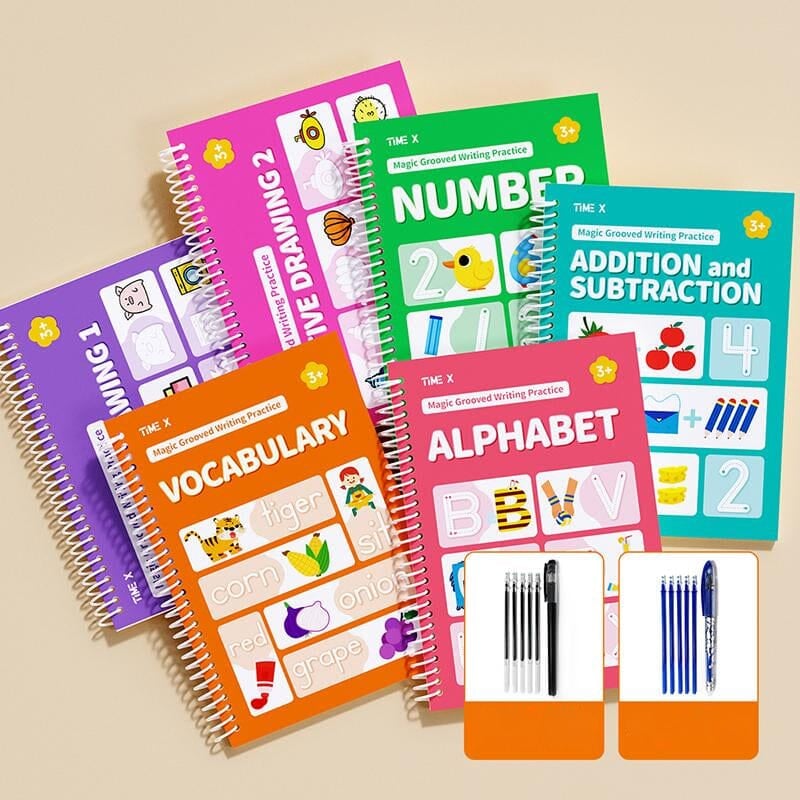 Reusable Grooved Workbooks for kids - 6 Books