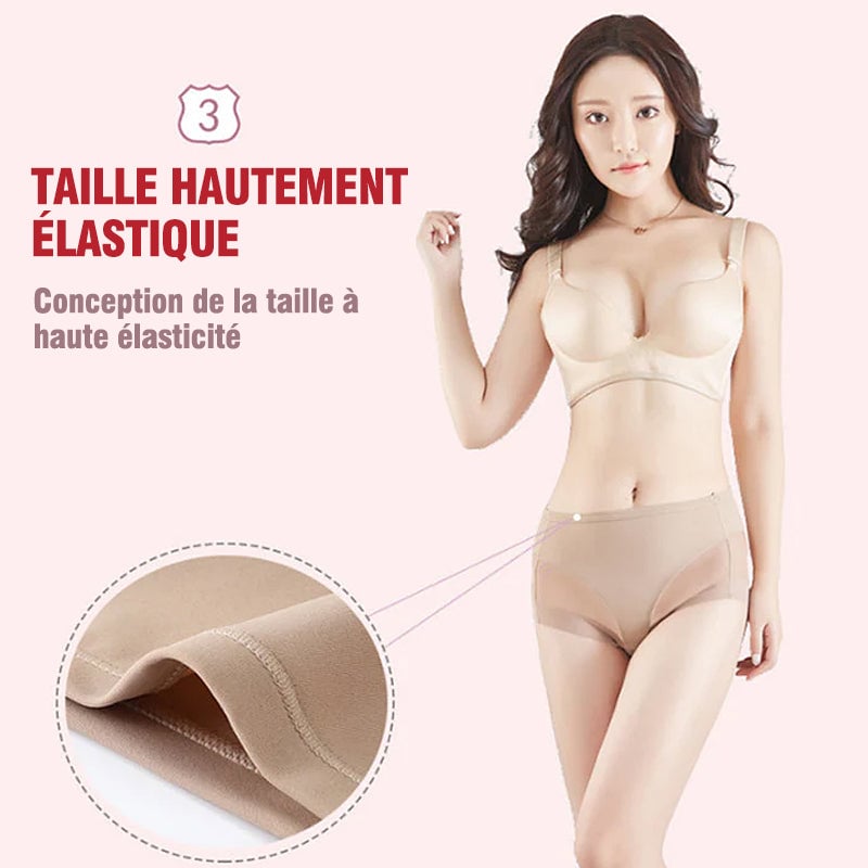 Slip moulant taille haute en soie glacée sans couture