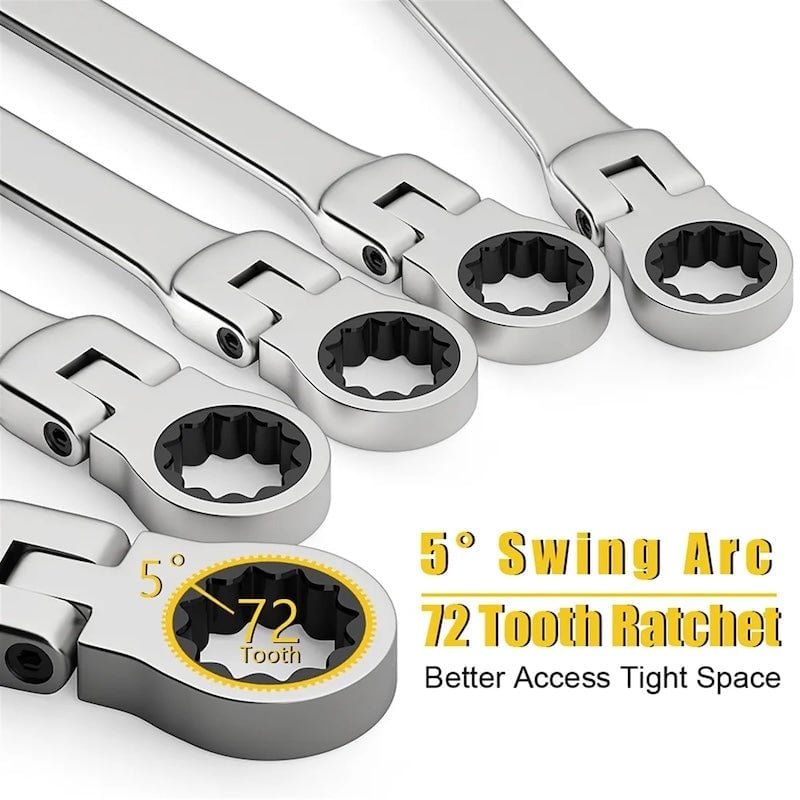 Sakerplus® Flex Head Ratcheting Wrench Set
