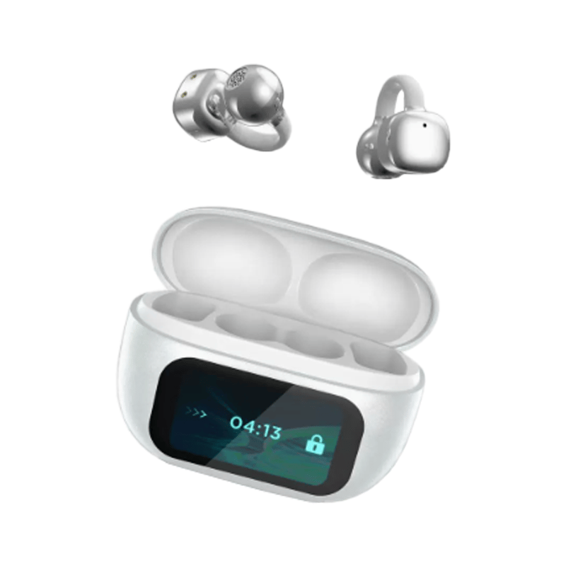 Clip-On Ear LCD Full Color Touch Screen Audio Wireless Headphones