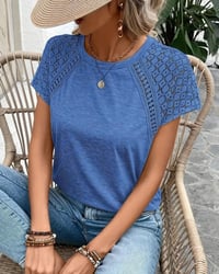T-Shirt Solide Couleur Creuse Col Rond Slim