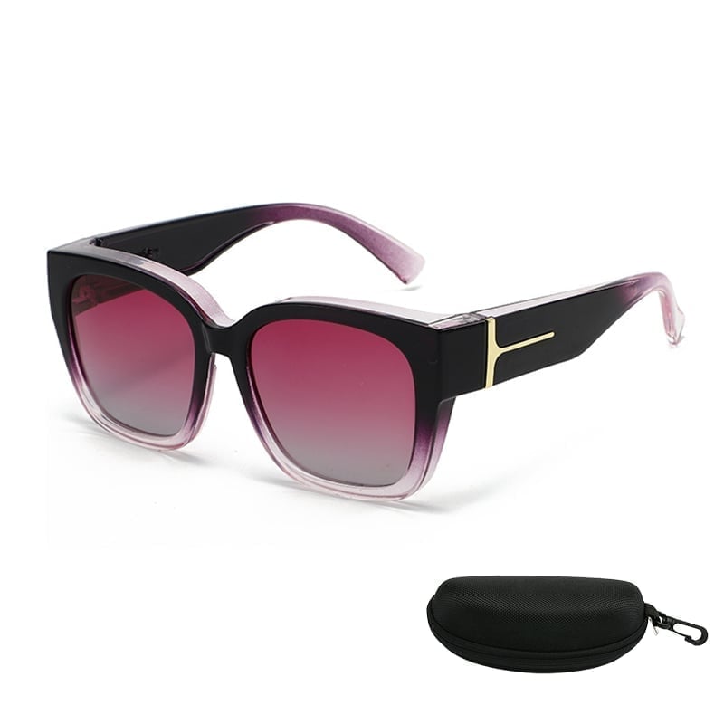 Polarized Square Sunglasses with Wrap-Around Design