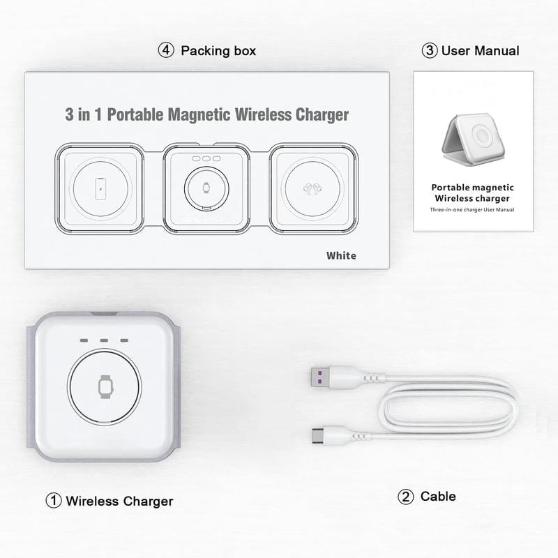 Foldable 3-in-1 Wireless Charger with Magnetic Attraction