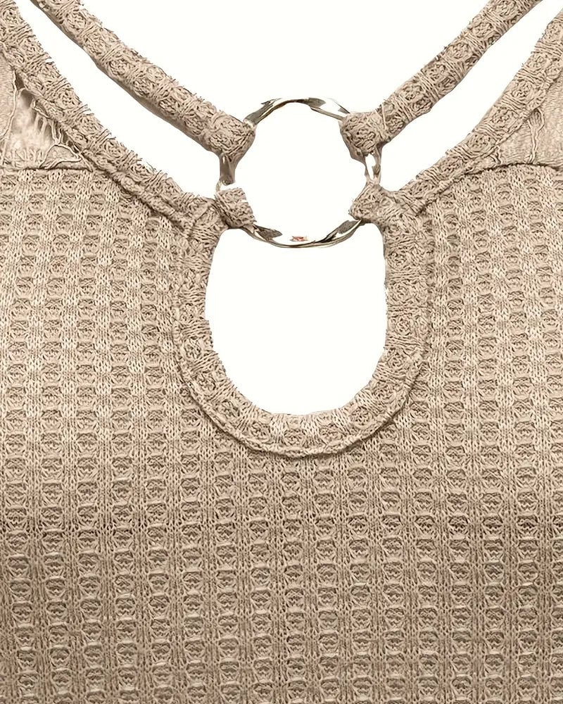 Lace Panel Knitted T-Shirt