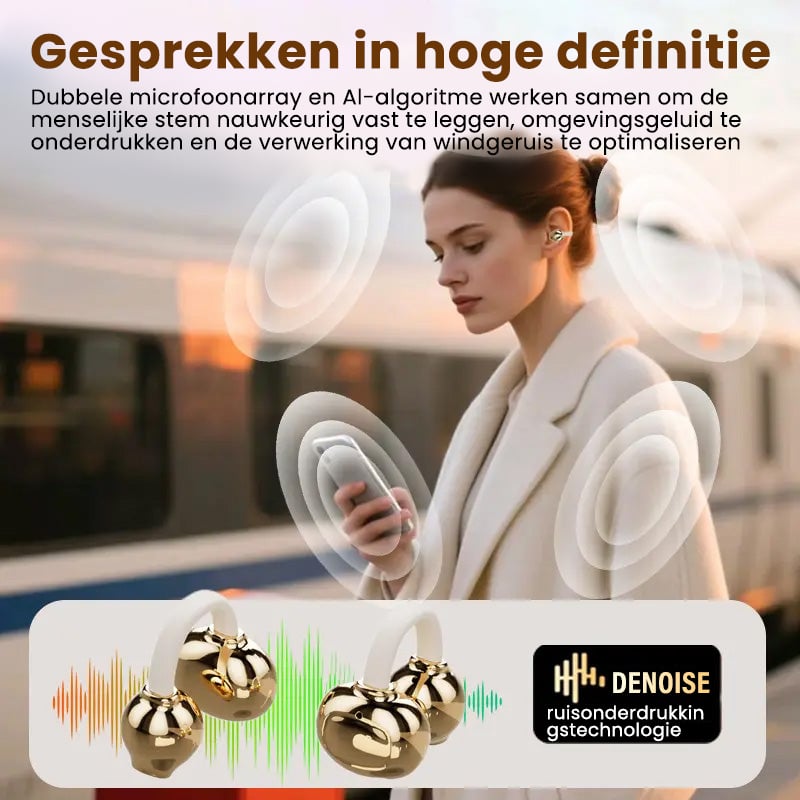 Modieuze draadloze clip-on hoofdtelefoon