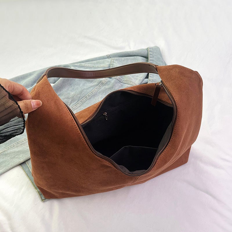 Pendlertasche aus Wildleder mit großem Fassungsvermögen