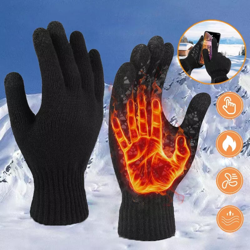 Knit Beanie Scarf and Gloves Warm 3-Piece Set
