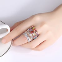 Gift to A Loved One - Rainbow Band Zircon Ring