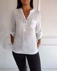 Patchwork sequined leaf print top