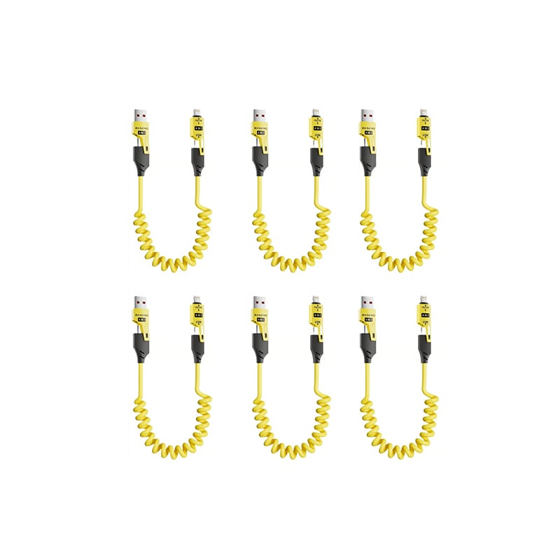 Spring retractable 4 in 1 65w fast charging data cable