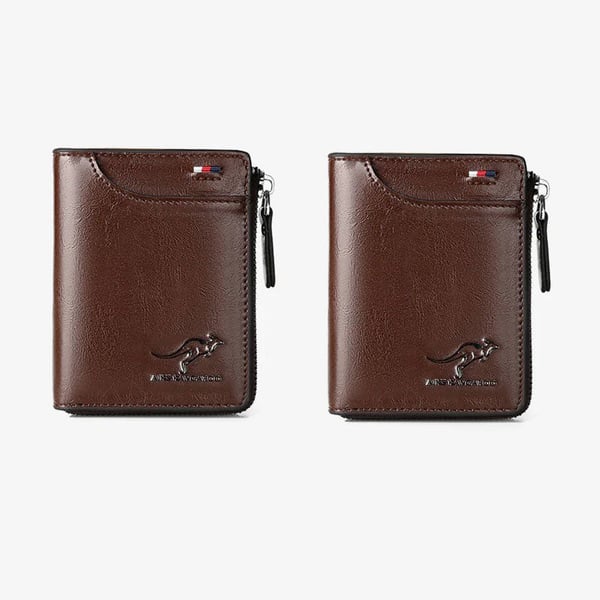 Kangaroo Men’s RFID Blocking Wallet with Zipper Multi Credit Card Holder