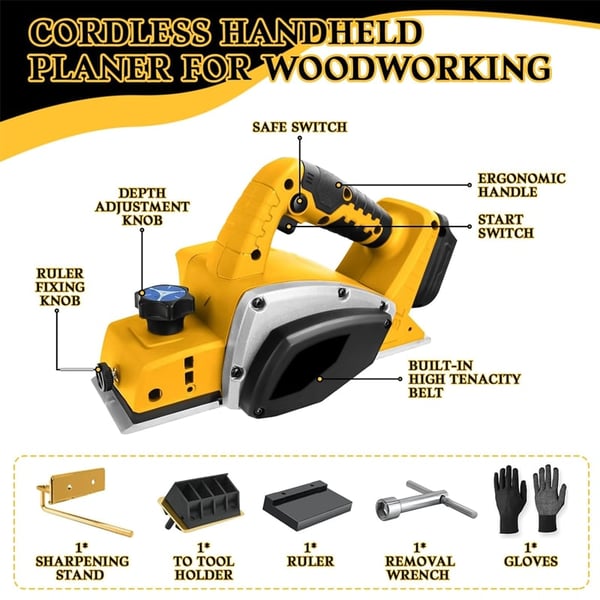 Sakerplus Cordless 3-Inch Electric Wood Planer