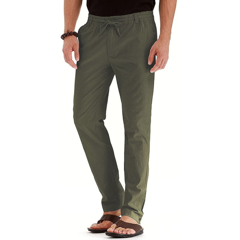 Men's Casual Pants Elastic Waist Drawstring Cargo Trousers