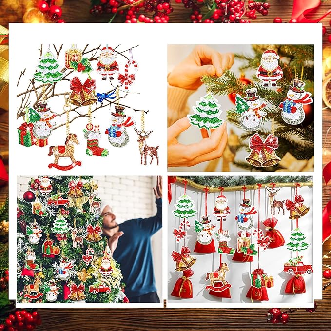 Sakerplus® 12 Pcs Diamond Art Christmas Ornaments