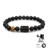 Armband mit Perlen aus schwarzem Achat mit zwölf Sternbildern