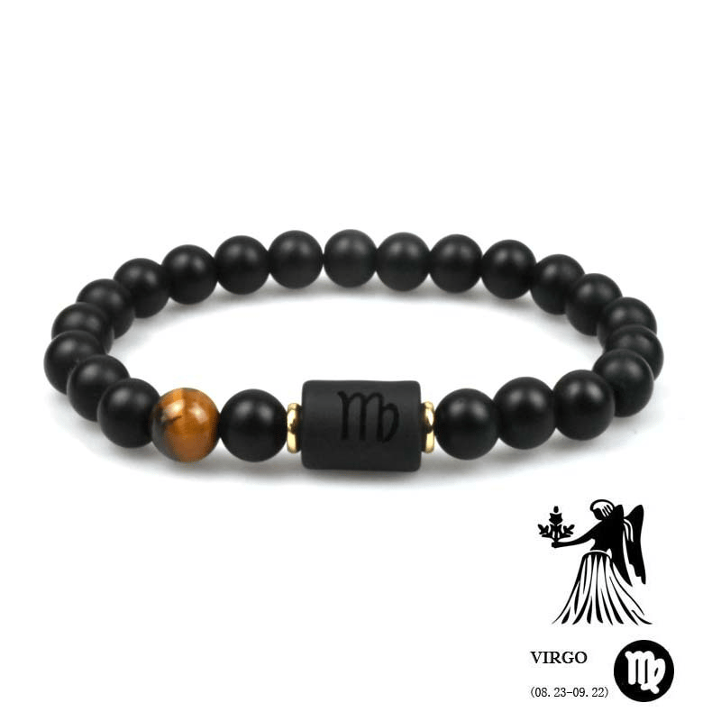 Armband mit Perlen aus schwarzem Achat mit zwölf Sternbildern