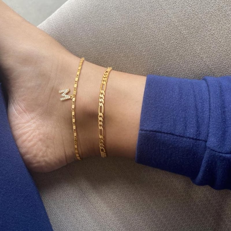 Lettering Layered Ankle Bracelet