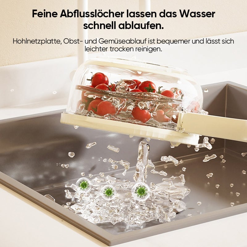 Multifunktionale Abtropfschale mit faltbarem Griff