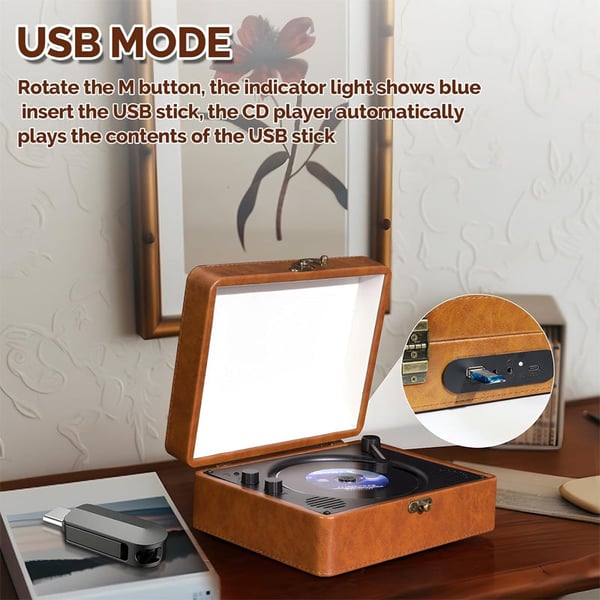 Portable Retro CD Bluetooth Music Player