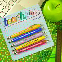 5 pcs Funny Teachers Ballpoint Pens Set (3*Black Ink+2*Red Ink)