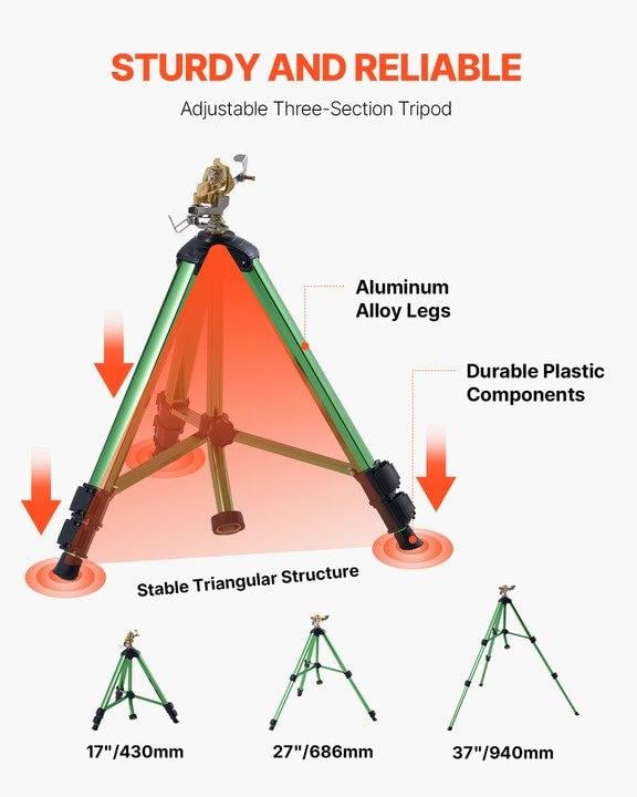 Sakerplus Impact Sprinkler on Tripod Base