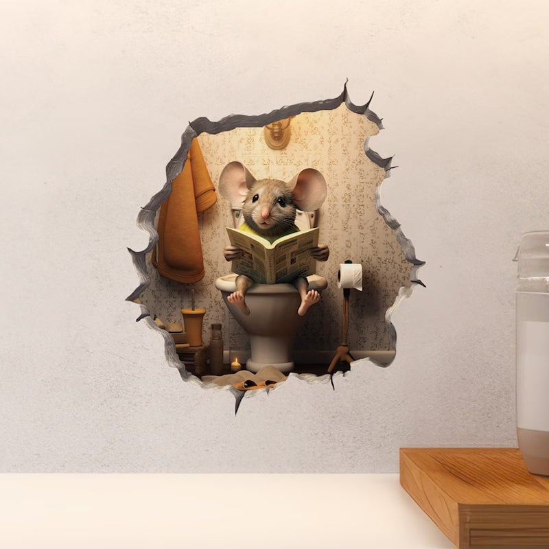 Autocollant mural trou de souris