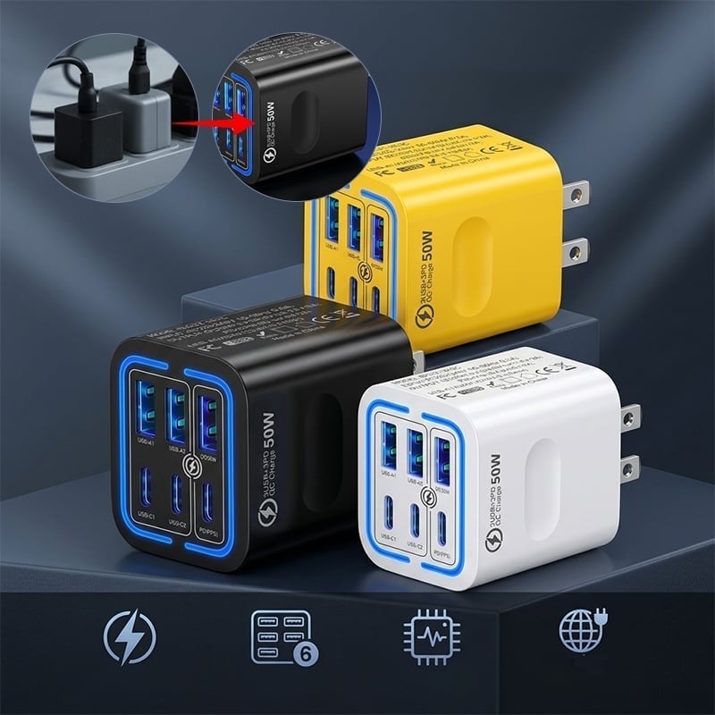 Sakerplus® 50W Multi-Port USB Fast Charger