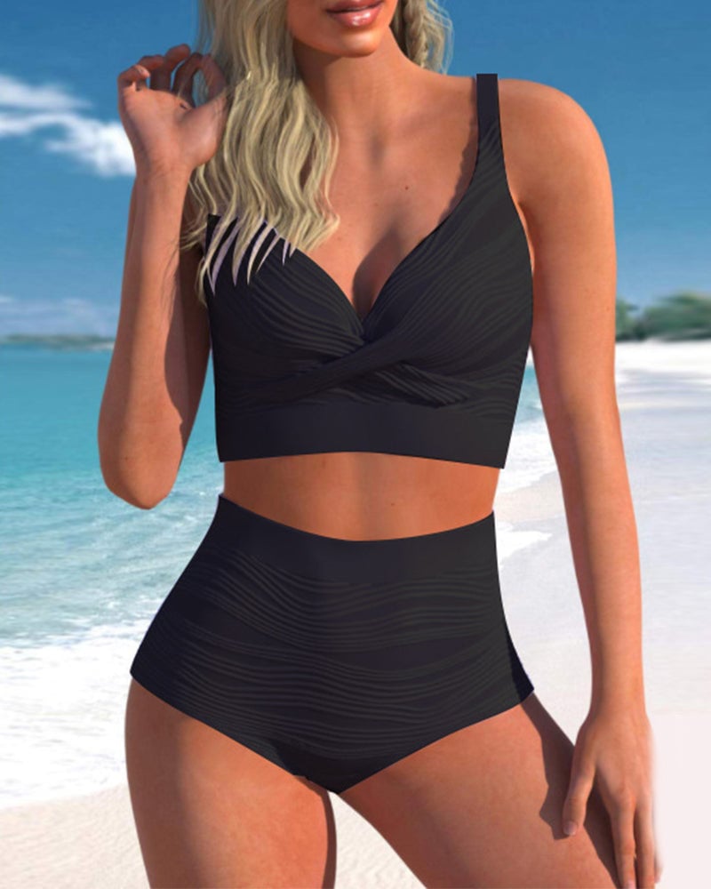 Einfarbige Bikinis mit hoher Taille