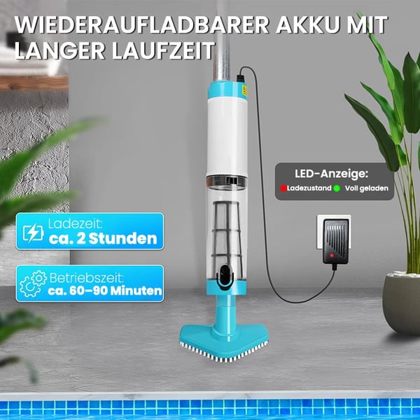 3-in-1 Kabelloser Wiederaufladbarer Poolsauger mit Hochleistungsmotor