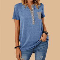 T-shirt da donna a maniche corte casual ampia monopetto