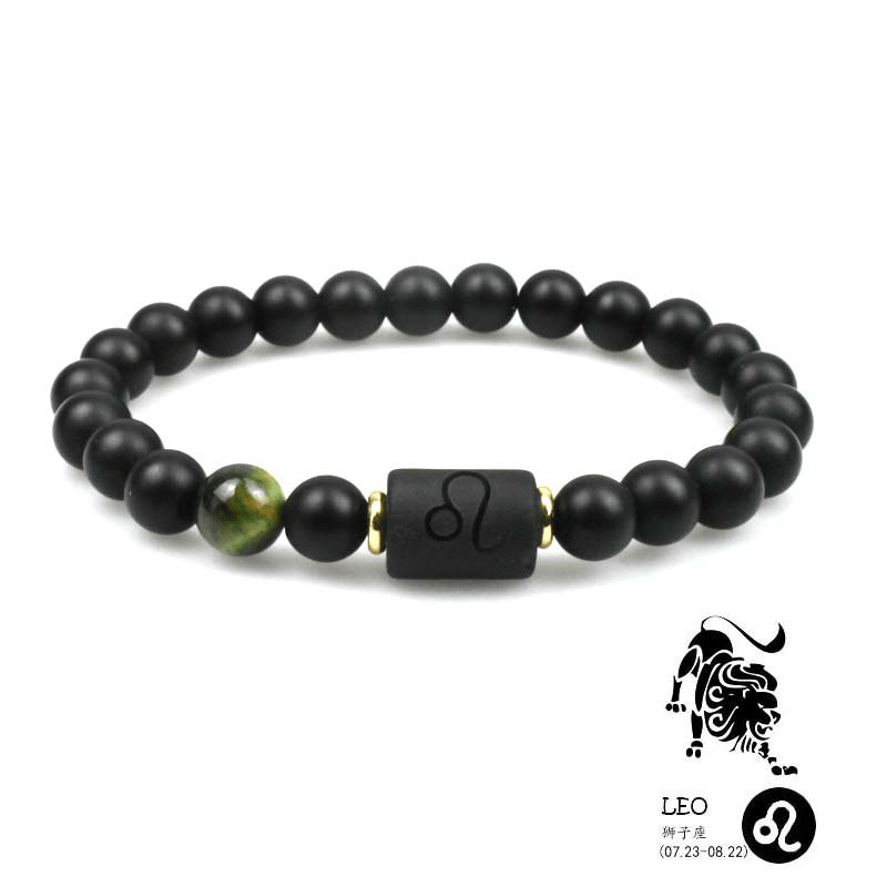 Armband mit Perlen aus schwarzem Achat mit zwölf Sternbildern