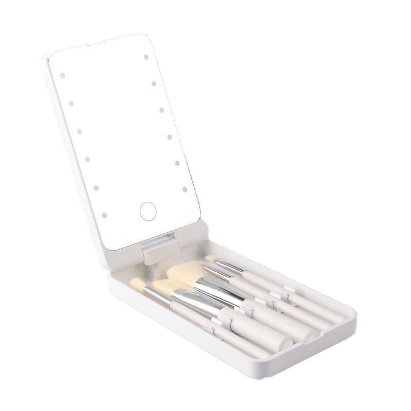 Travel Makeup Brush Set with LED light
