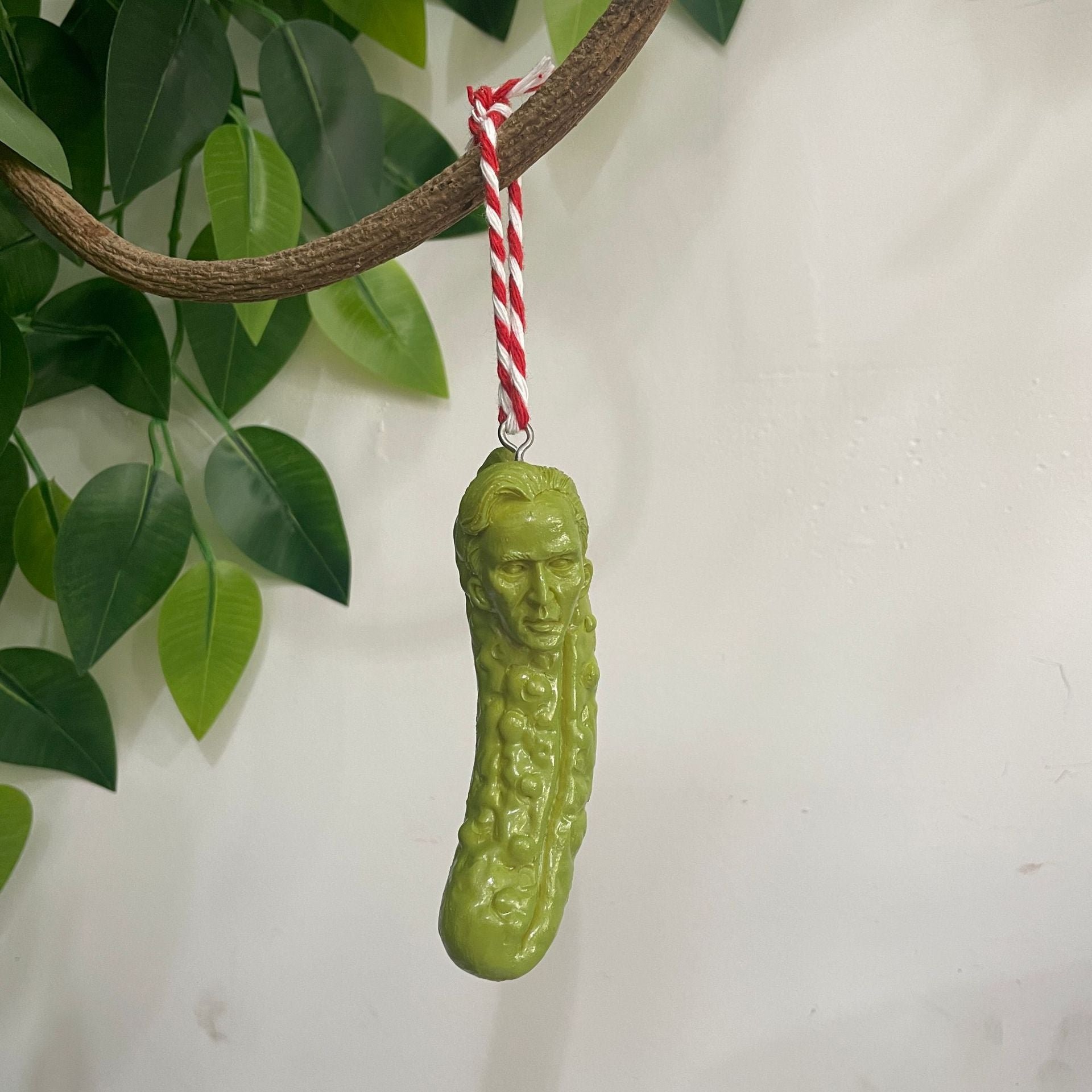 grappig Nicolas Cage kerst groen augurk hangend ornament