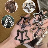 Rhinestone Bling Snap Hair Clip Barrettes (4 Stk)