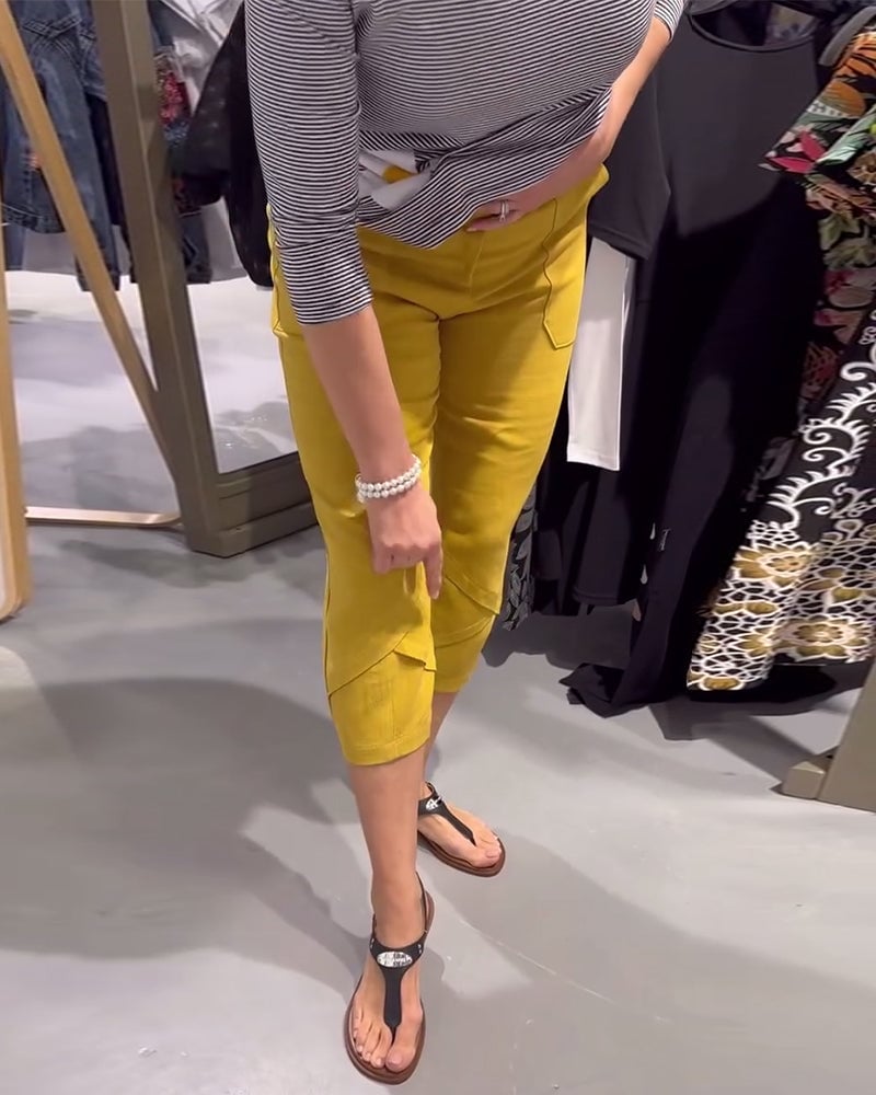 Casual Tapered Cotton And Linen Cropped Pants