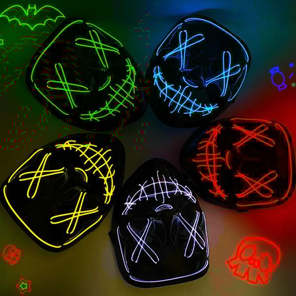 Halloween scary ghost face LED light mask